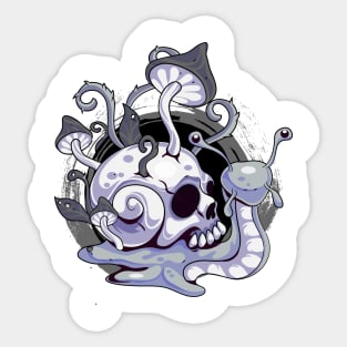 Snail Skull   Black& White goth Sticker